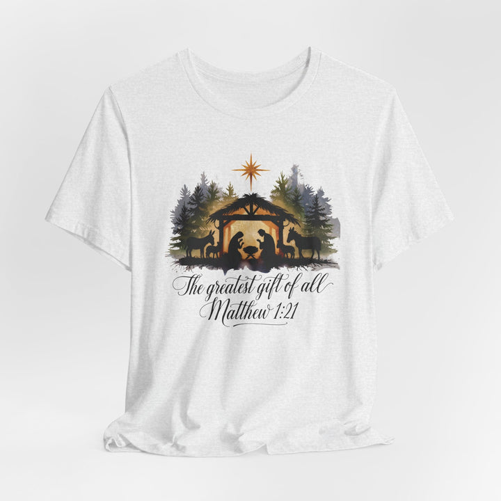 The Greatest Gift of All Matthew 1:21 - Unisex Crew-Neck Tee   T-Shirt Joy & Country