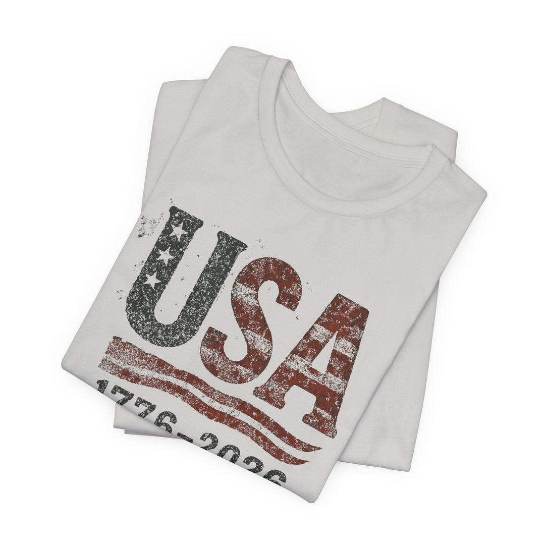 USA Flag 250th Anniversary Rugged 1776-2026 - Unisex Crew-Neck Tee   T-Shirt Joy & Country