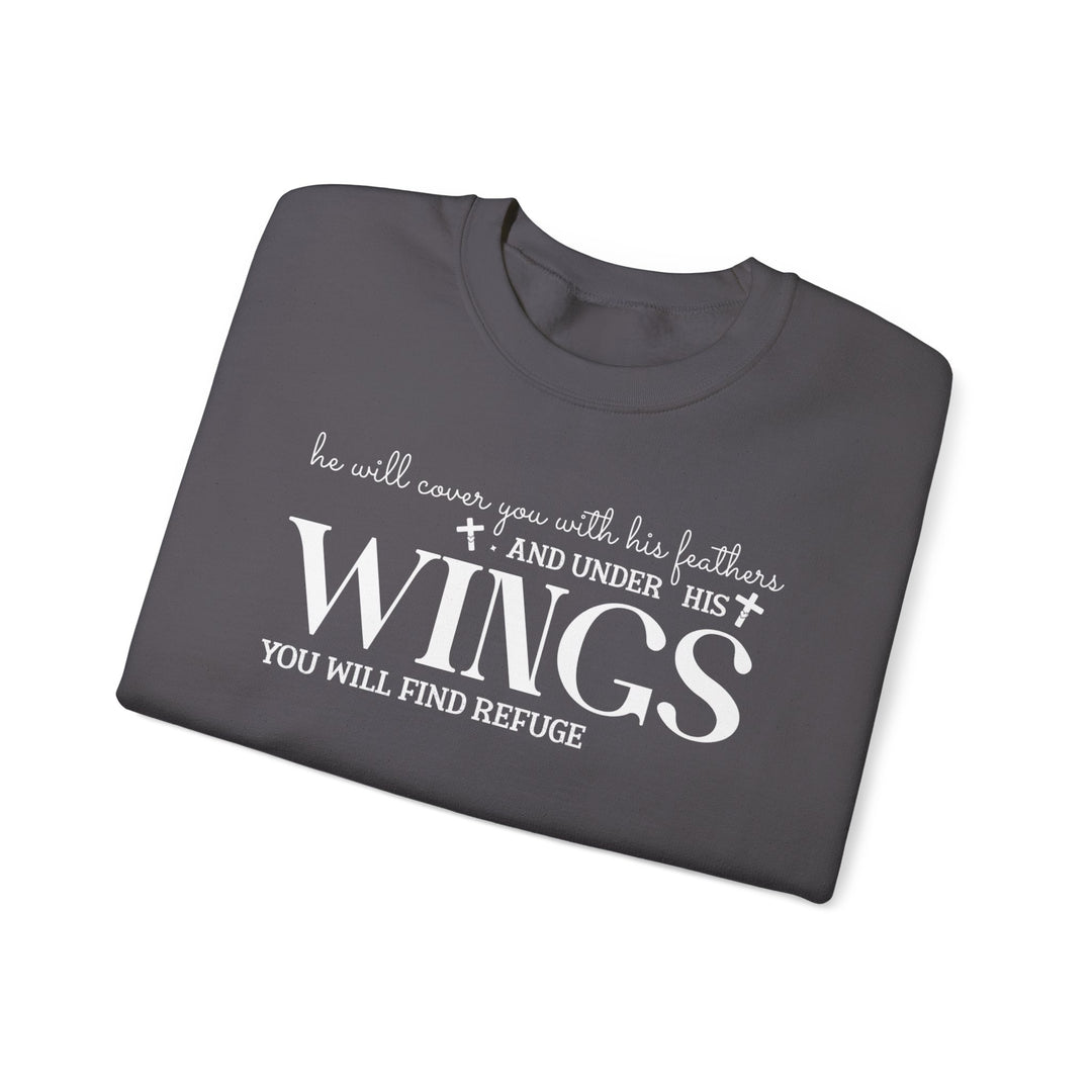 Under His Wings You Will Find Refuge Psalm 91 (Sleeve Print) - Unisex Crewneck Sweatshirt - Joy & Country