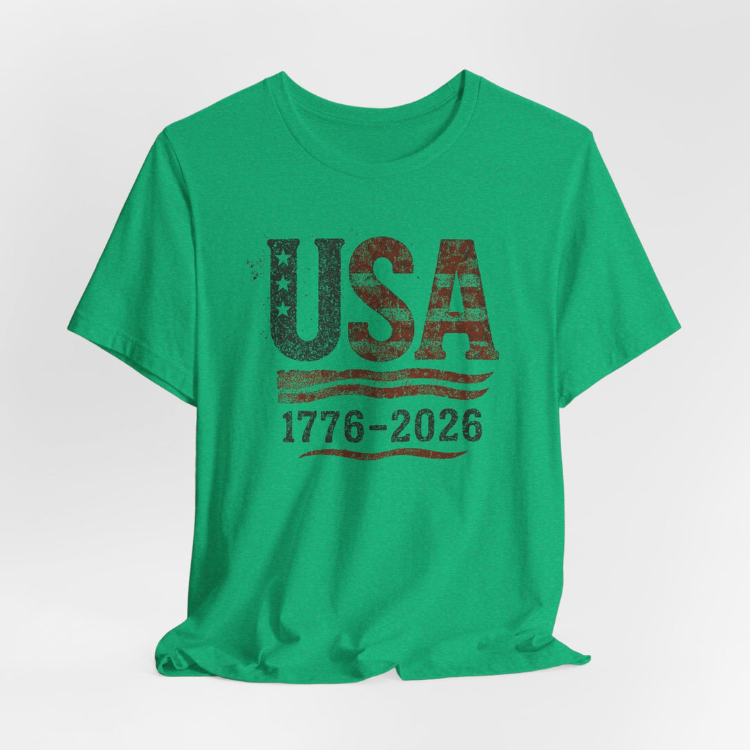 USA Flag 250th Anniversary Rugged 1776-2026 - Unisex Crew-Neck Tee   T-Shirt Joy & Country