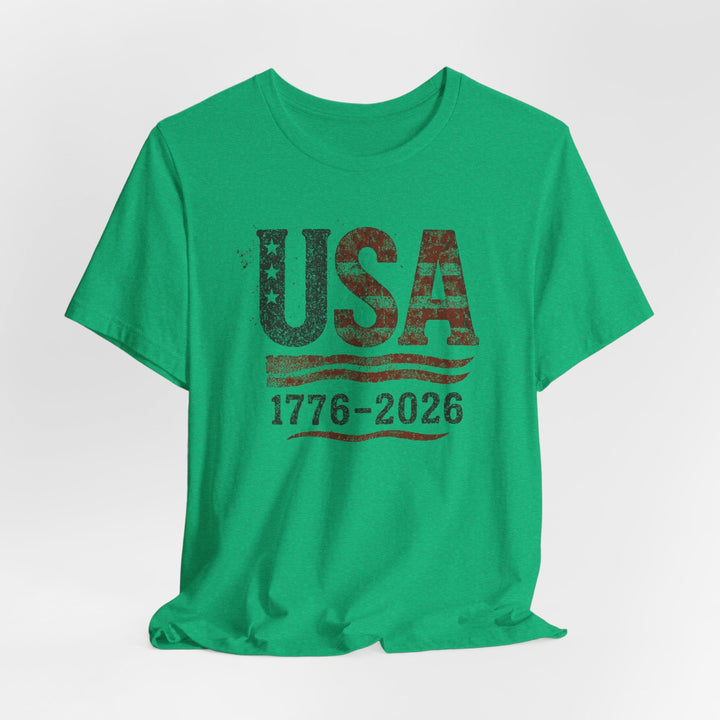 USA Flag 250th Anniversary Rugged 1776-2026 - Unisex Crew-Neck Tee   T-Shirt Joy & Country