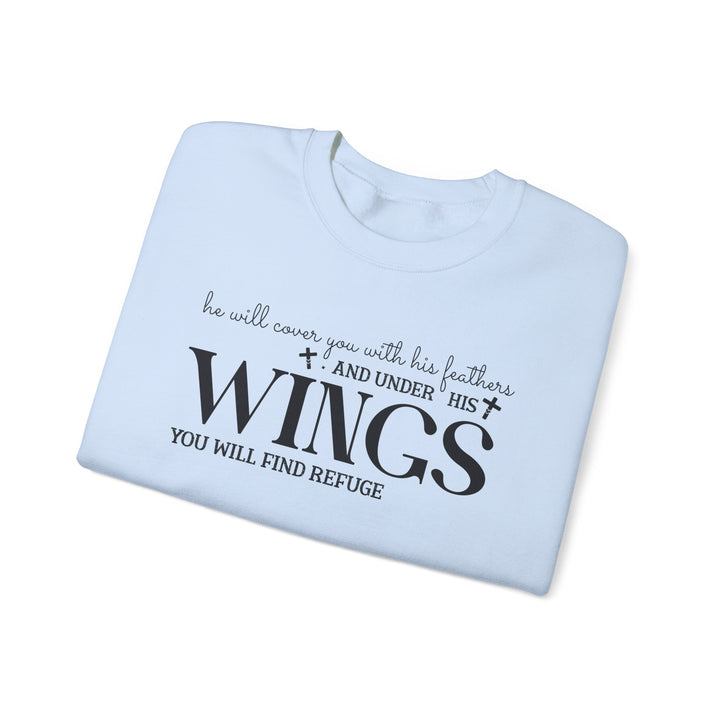 Under His Wings You Will Find Refuge Psalm 91 (Sleeve Print) - Unisex Crewneck Sweatshirt - Joy & Country