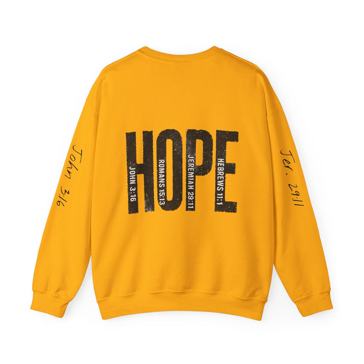 HOPE With Scriptures - Back And Sleeve Prints - Unisex Crewneck Sweatshirt   Sweatshirt Joy & Country