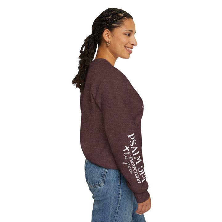Under His Wings You Will Find Refuge Psalm 91 (Sleeve Print) - Unisex Crewneck Sweatshirt - Joy & Country