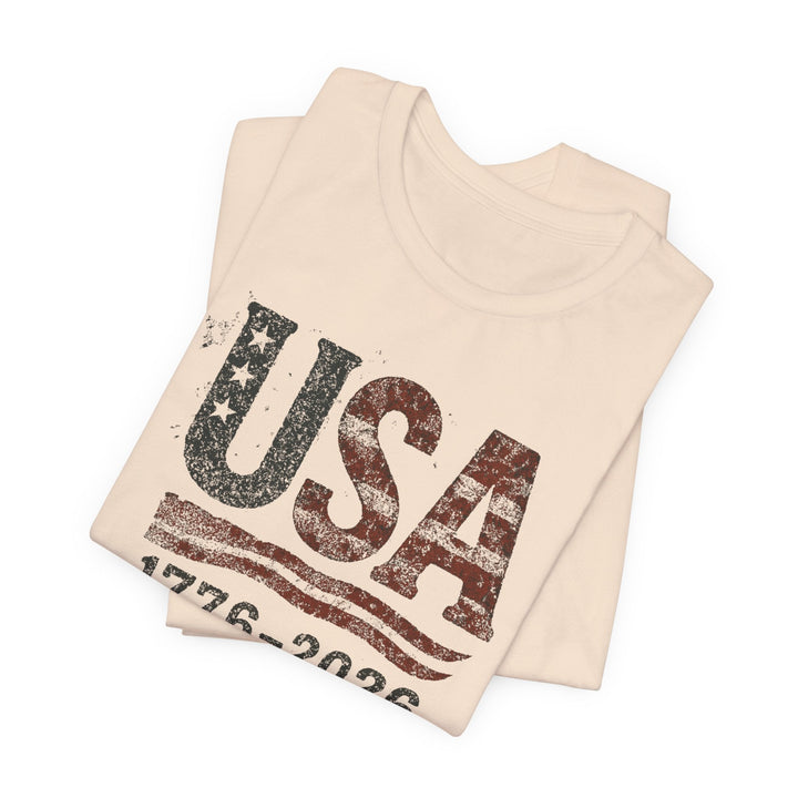 USA Flag 250th Anniversary Rugged 1776-2026 - Unisex Crew-Neck Tee   T-Shirt Joy & Country