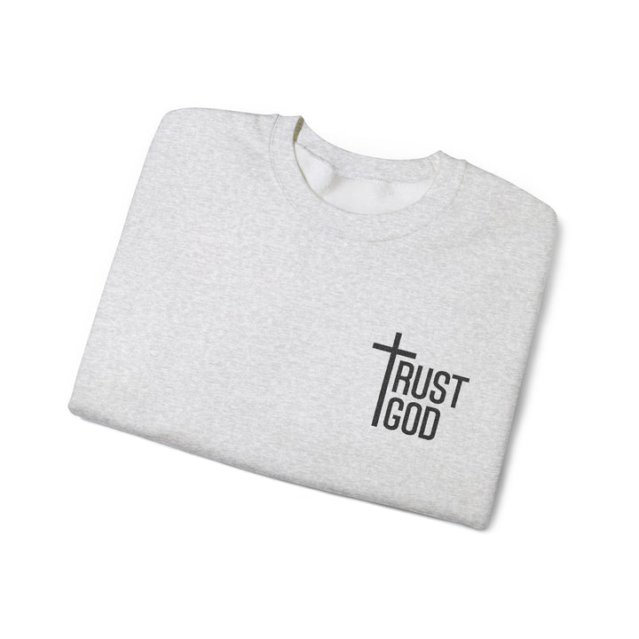 [Embroidered] Trust God Cross Design - Unisex Crew-Neck Sweatshirt   Sweatshirt Joy & Country