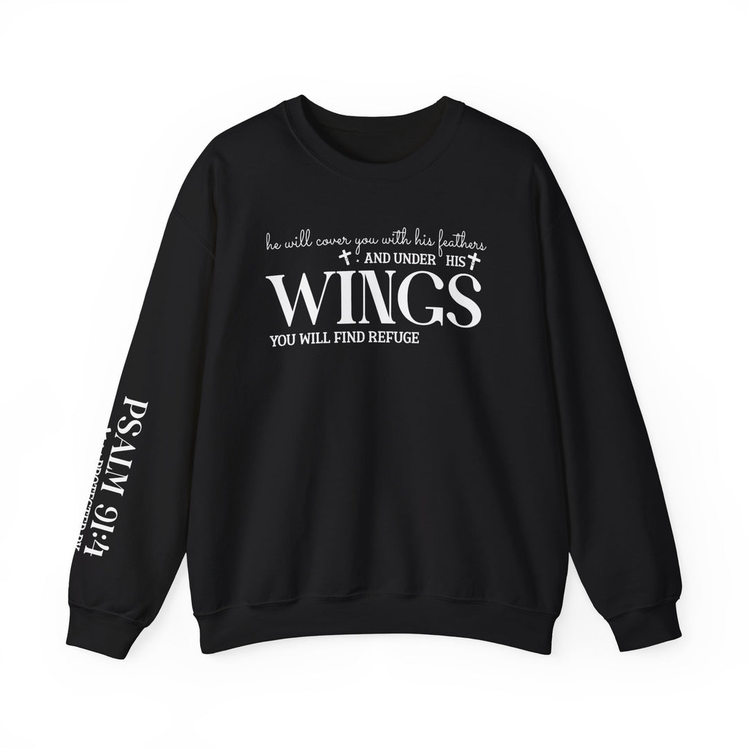 Under His Wings You Will Find Refuge Psalm 91 (Sleeve Print) - Unisex Crewneck Sweatshirt - Joy & Country