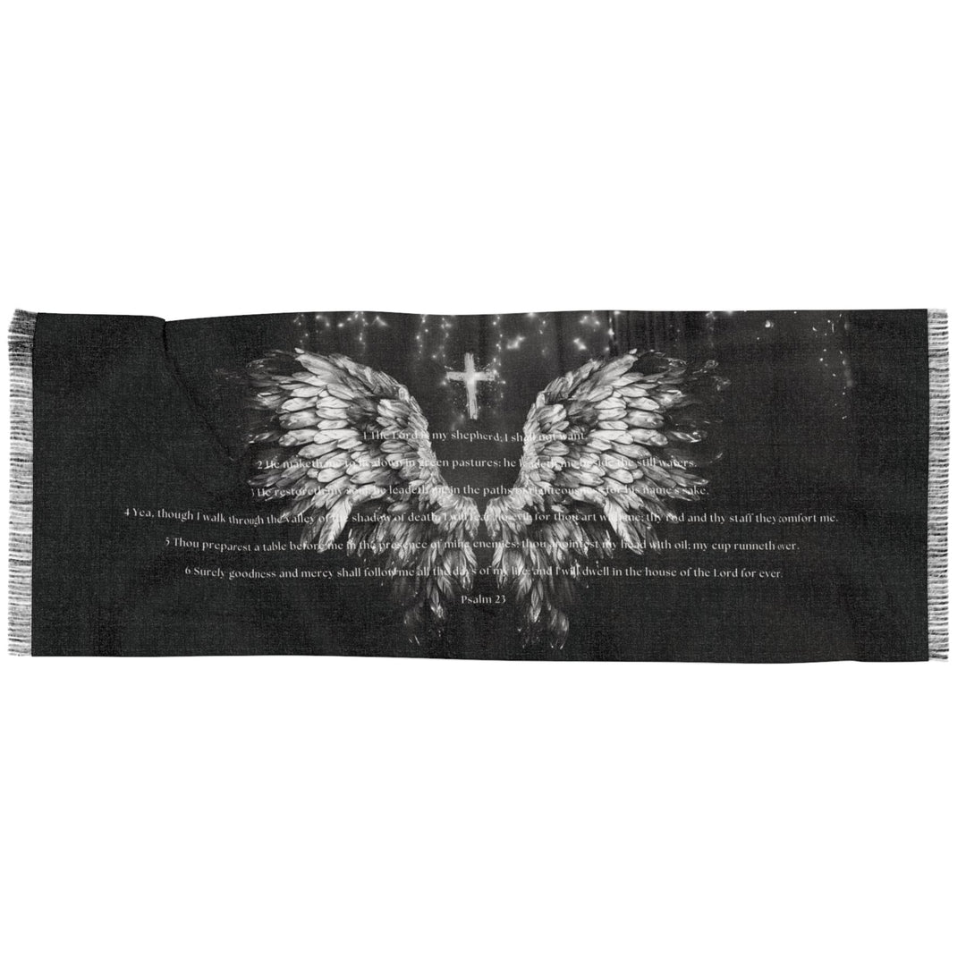 Psalm 23 Scripture With Cross And Wings - Semi-Translucent Lightweight Inspirational Wrap Scarf   All Over Prints Joy & Country