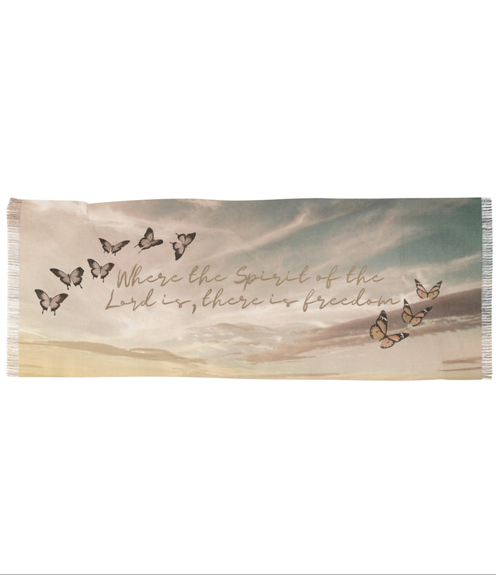 Where The Spirit Of The Lord Is, There Is Freedom - Semi-Translucent Lightweight Inspirational Wrap Scarf   All Over Prints Joy & Country