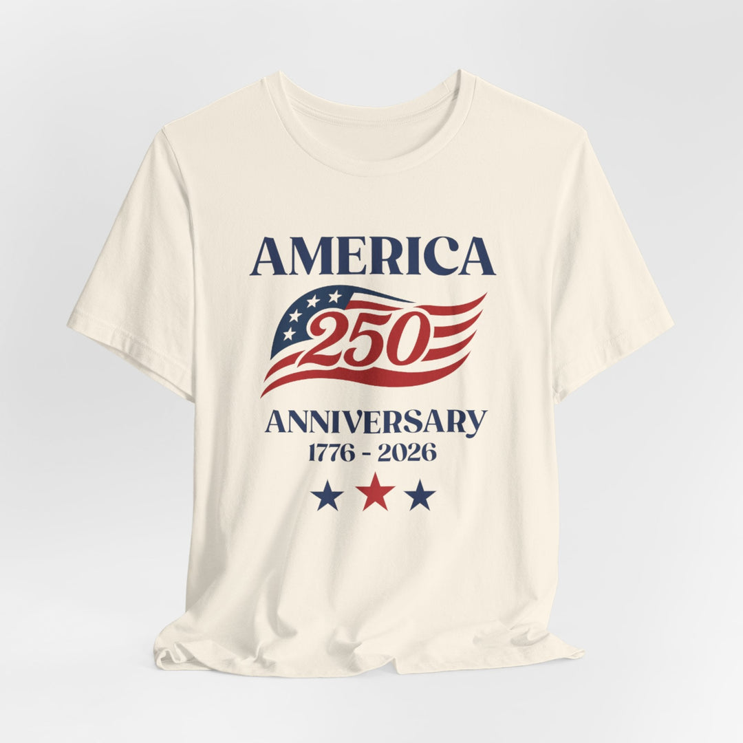 America 250th Anniversary Flag 1776-2026 With Stars - Unisex Crew-Neck Tee   T-Shirt Joy & Country