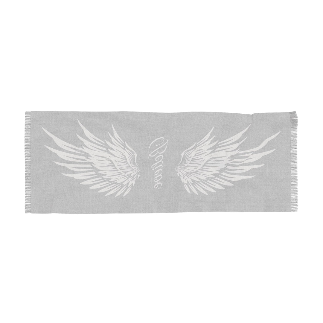 Believe With Angel Wings - Grey - Semi-Translucent Lightweight Inspirational Wrap Scarf   All Over Prints Joy & Country