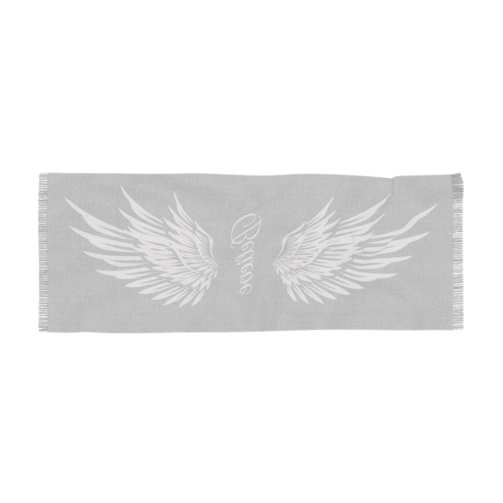 Believe With Angel Wings - Grey - Semi-Translucent Lightweight Inspirational Wrap Scarf   All Over Prints Joy & Country
