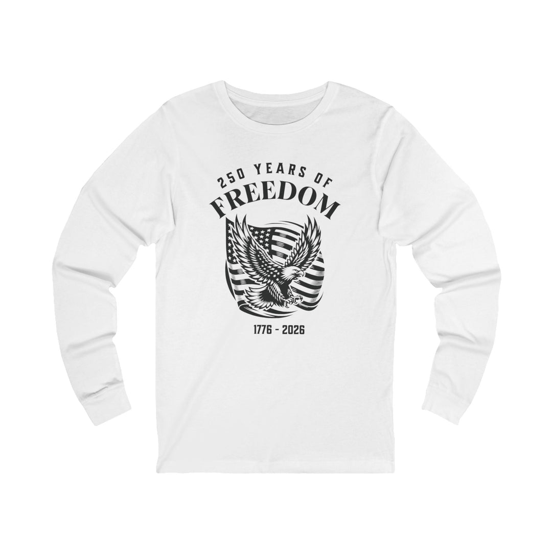 250 Years Of Freedom Waving Flag Eagle 1776-2026 - Unisex Long Sleeve Tee   Long-sleeve Joy & Country