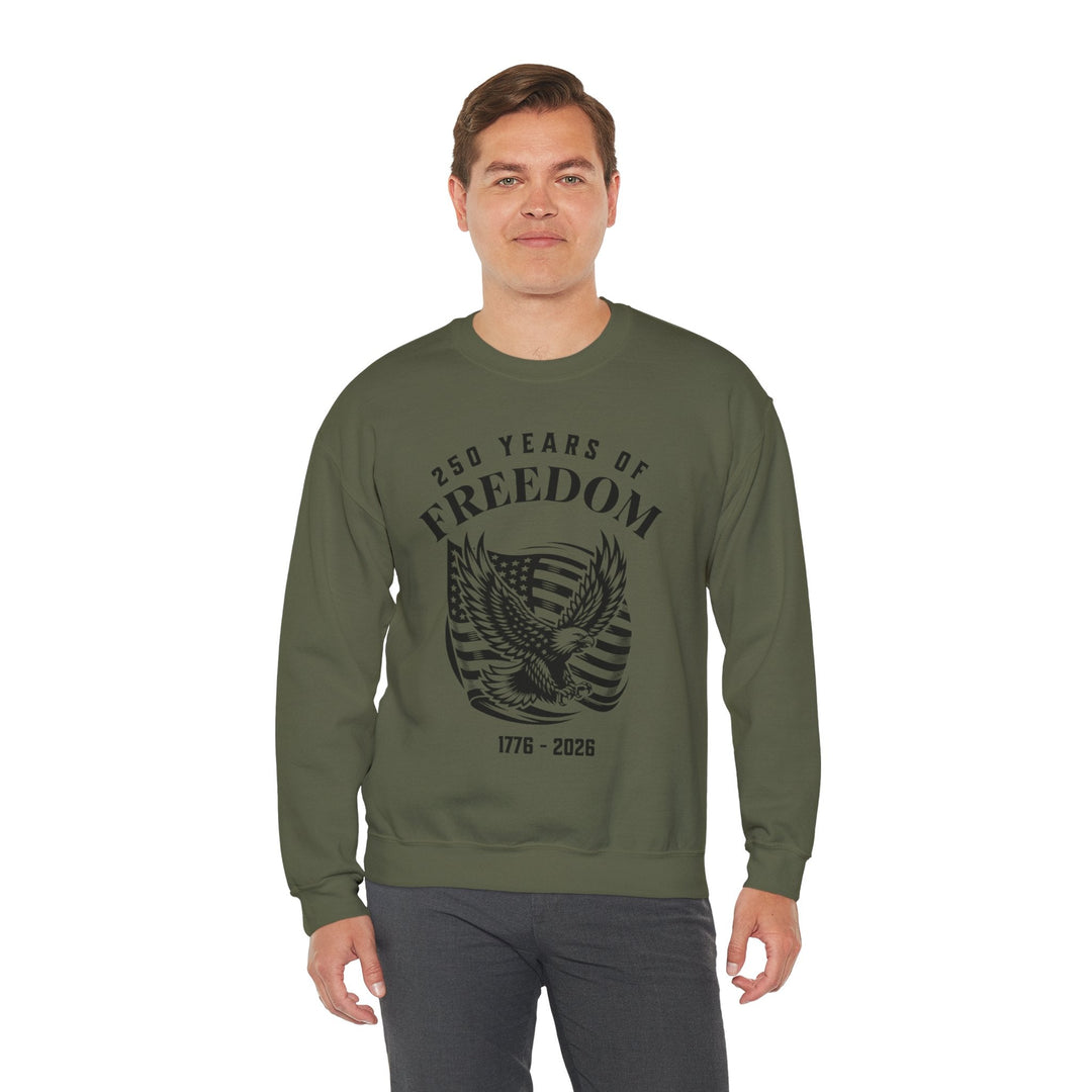 250 Years of Freedom Eagle With Flag - Unisex Crew-Neck Sweatshirt   Sweatshirt Joy & Country