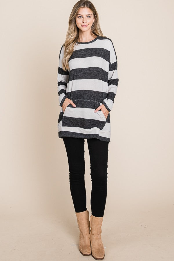 Perfectly Cozy Striped Midweight Tunic Top