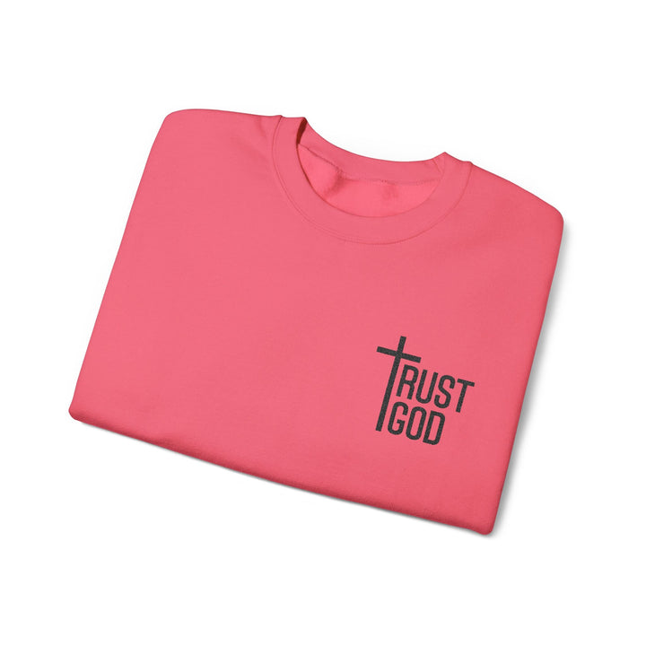 [Embroidered] Trust God Cross Design - Unisex Crew-Neck Sweatshirt   Sweatshirt Joy & Country