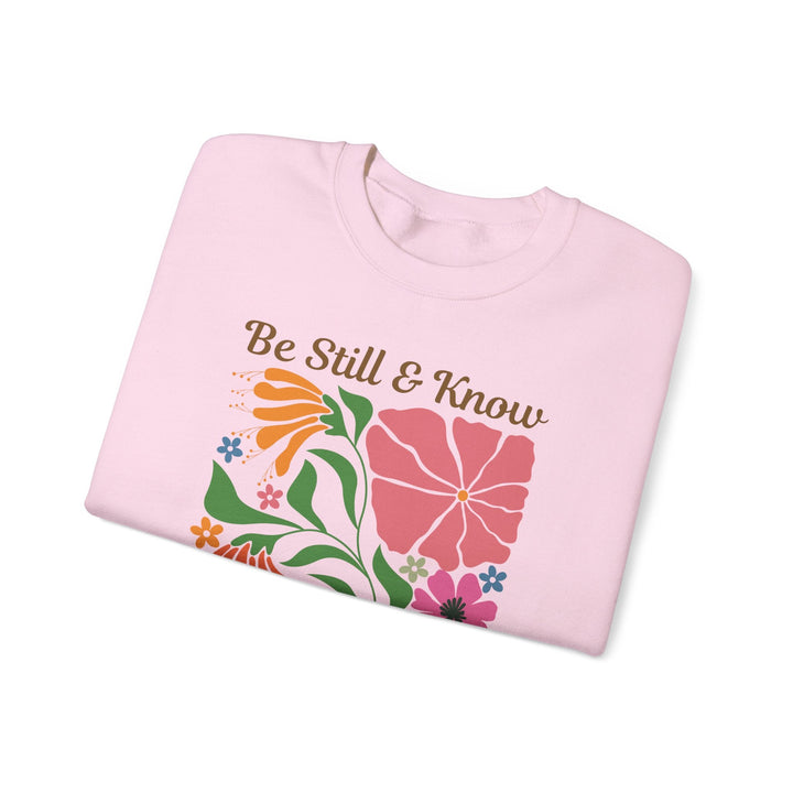Be Still & Know Psalm 46:10 Floral Display - Unisex Crew-Neck Sweatshirt   Sweatshirt Joy & Country
