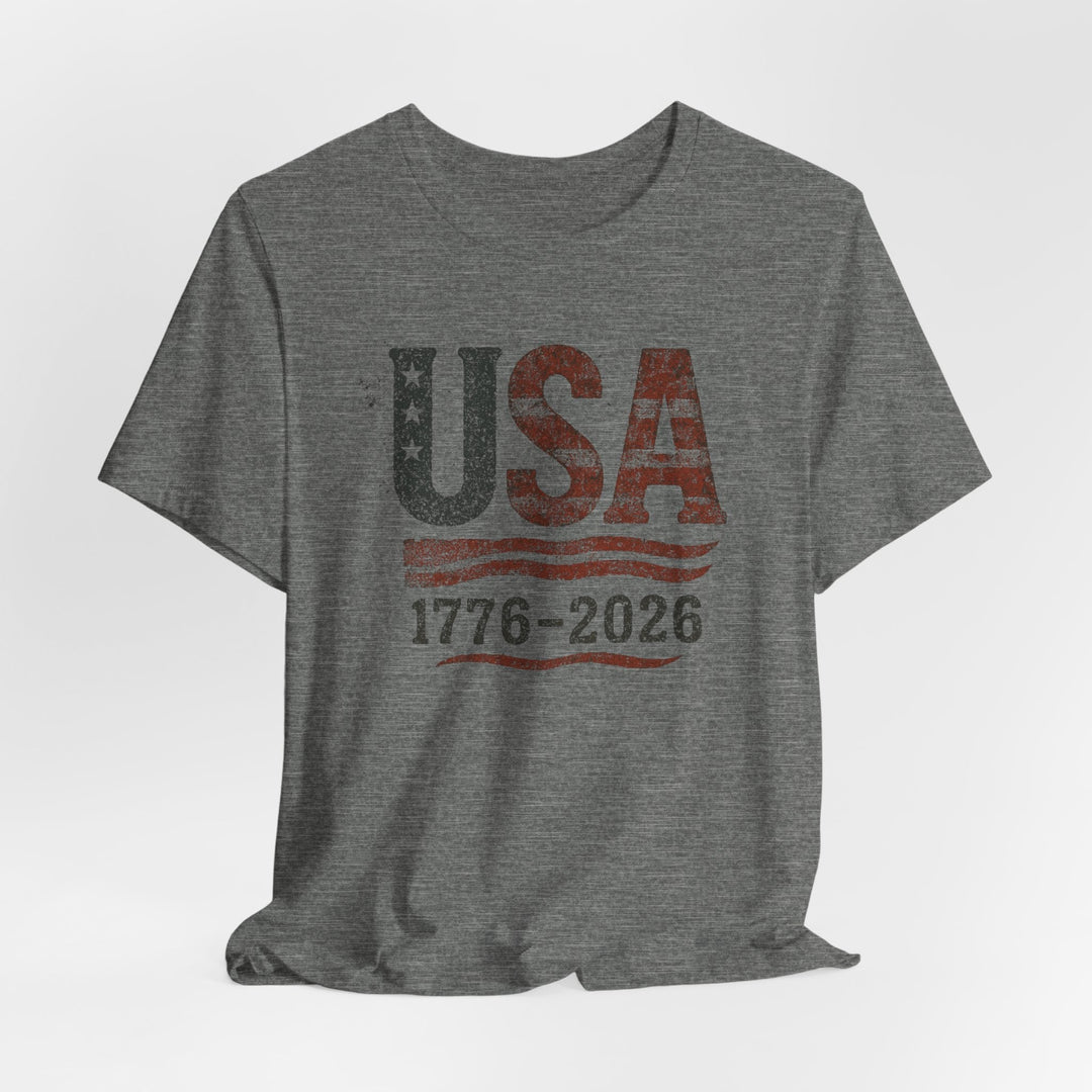 USA Flag 250th Anniversary Rugged 1776-2026 - Unisex Crew-Neck Tee   T-Shirt Joy & Country