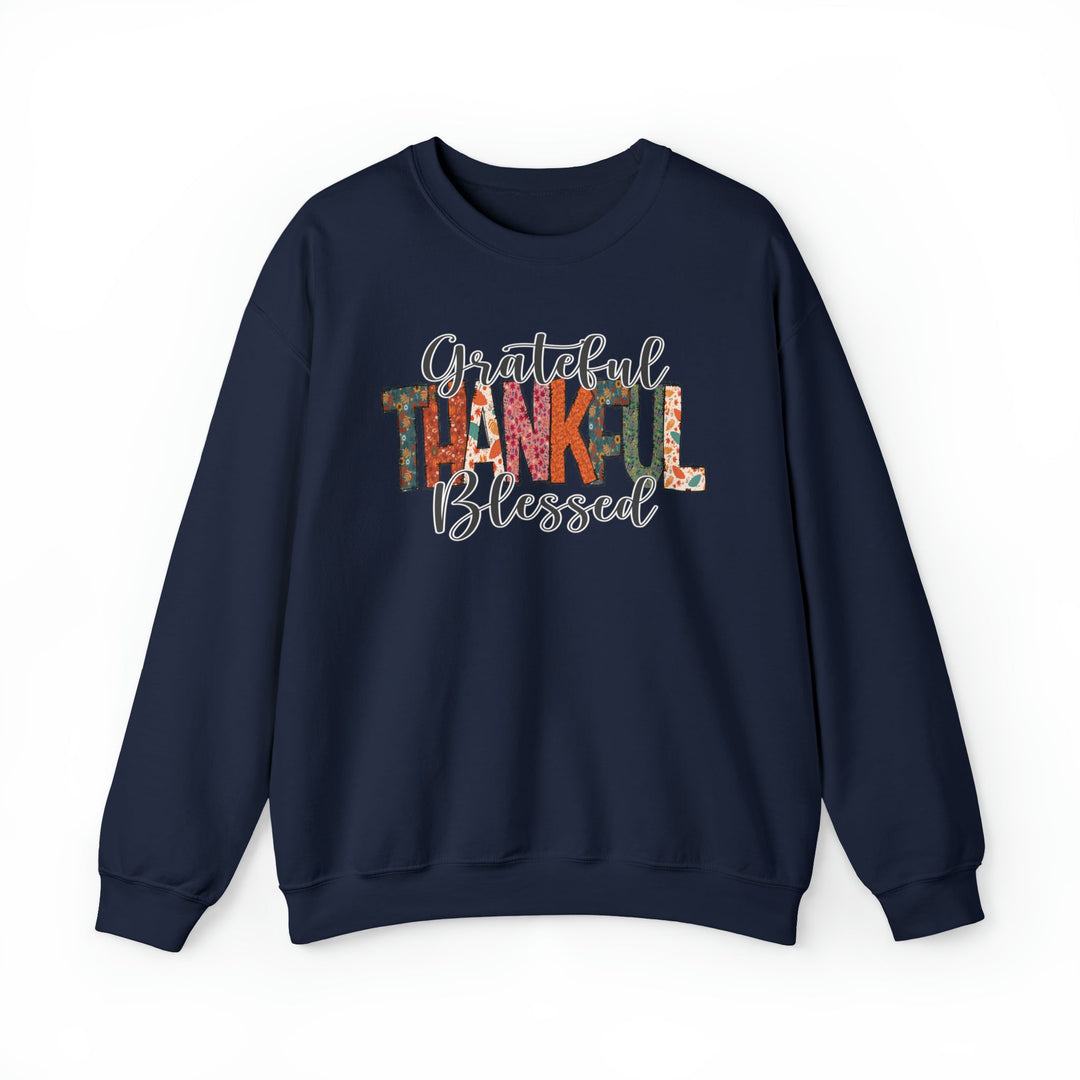 Grateful, Thankful, Blessed Patterns - Unisex Crew-Neck Sweatshirt   Sweatshirt Joy & Country