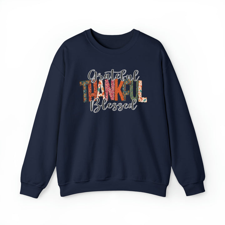 Grateful, Thankful, Blessed Patterns - Unisex Crew-Neck Sweatshirt   Sweatshirt Joy & Country