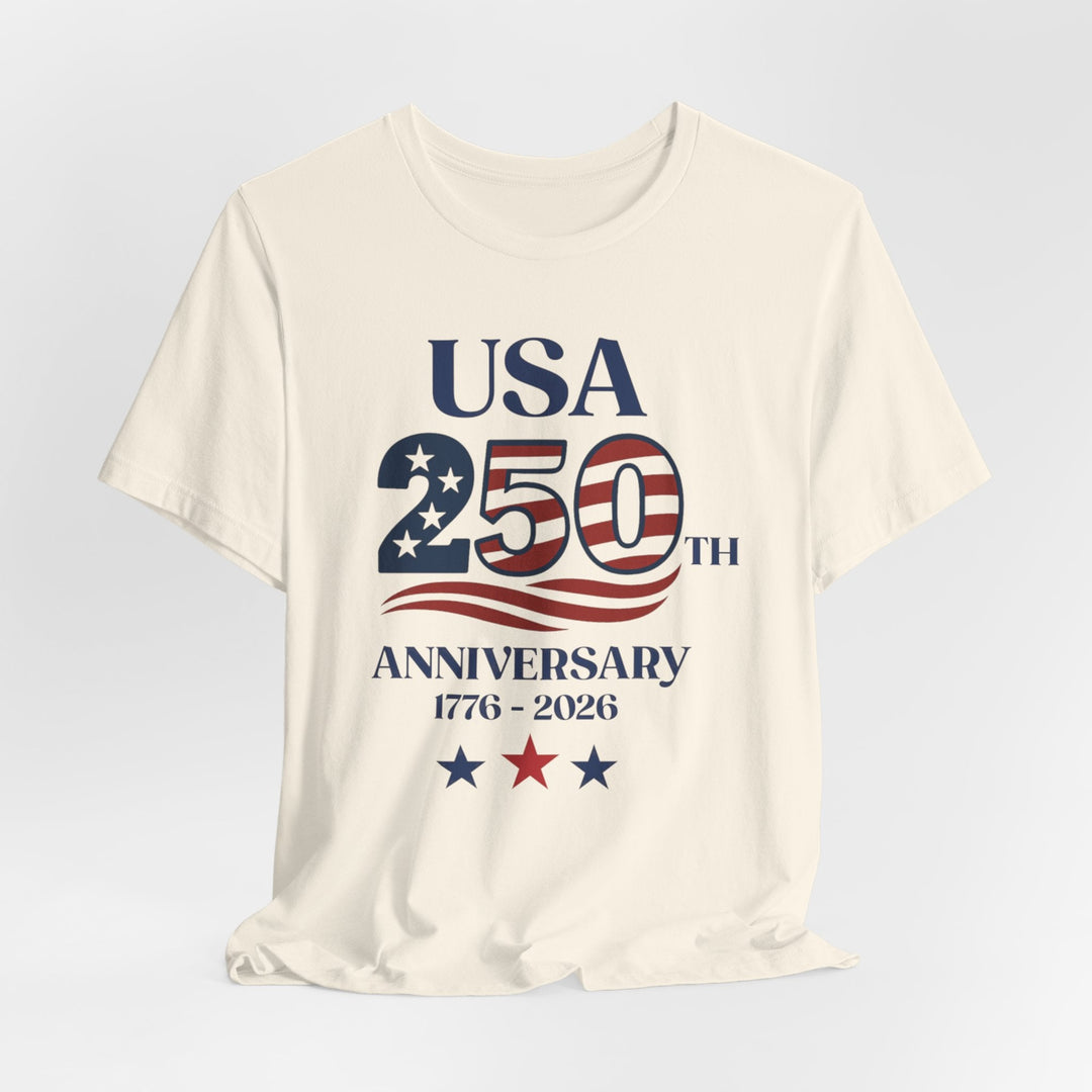 USA American Flag 250th Anniversary 1776-2026 - Unisex Crew-Neck Tee   T-Shirt Joy & Country