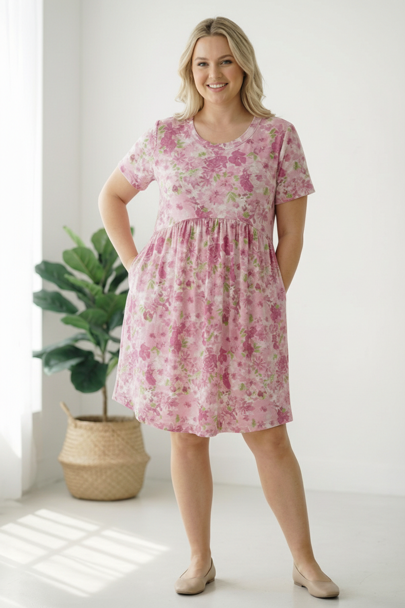 In the Sunshine Fuchsia Babydoll Dress    Joy & Country