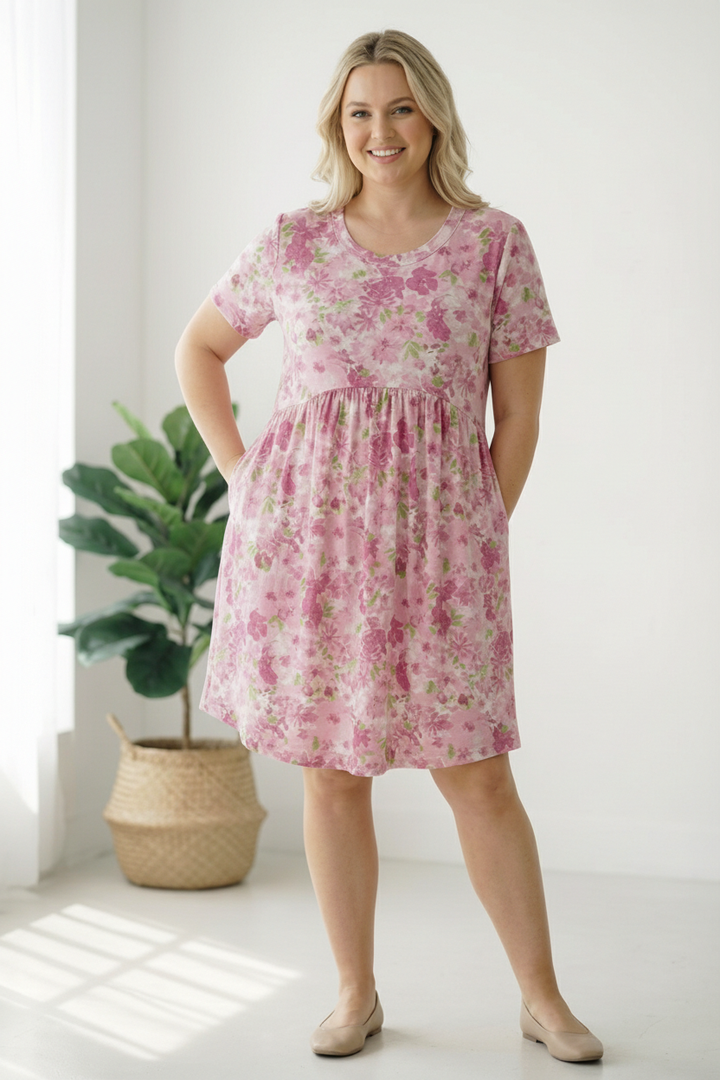 In the Sunshine Fuchsia Babydoll Dress    Joy & Country