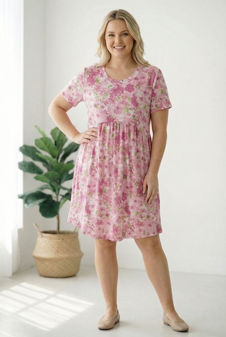 In the Sunshine Fuchsia Babydoll Dress    Joy & Country
