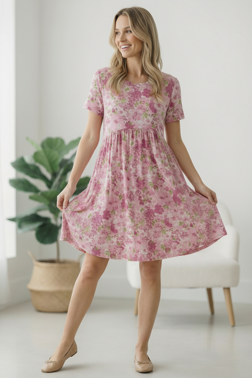 In the Sunshine Fuchsia Babydoll Dress    Joy & Country