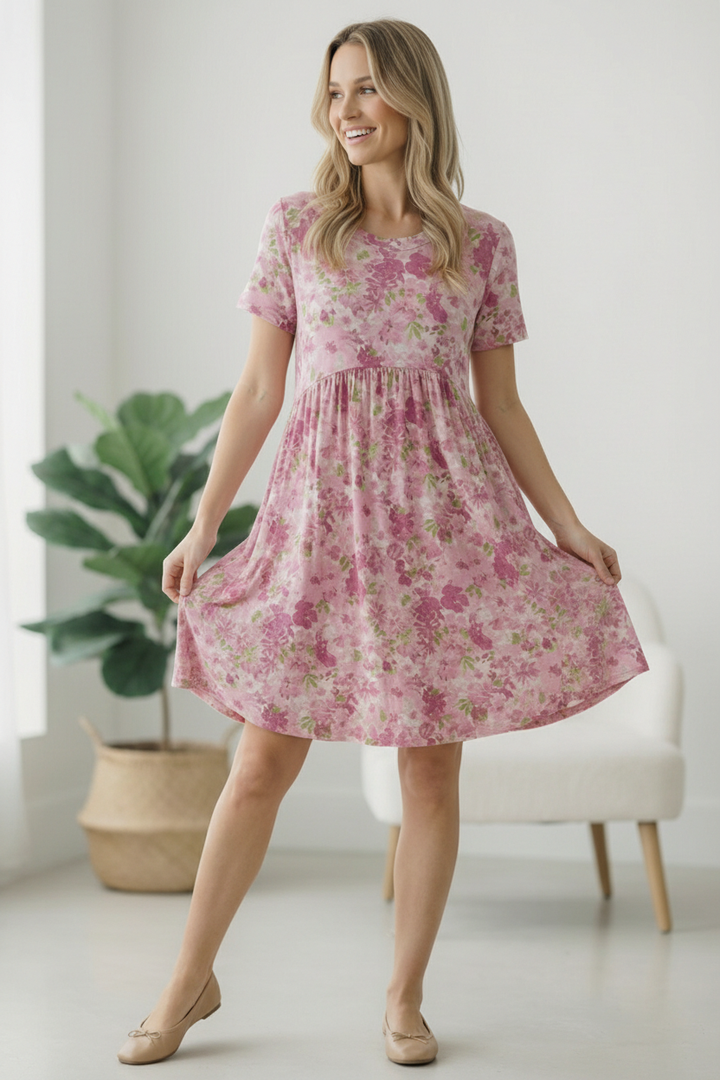 In the Sunshine Fuchsia Babydoll Dress    Joy & Country