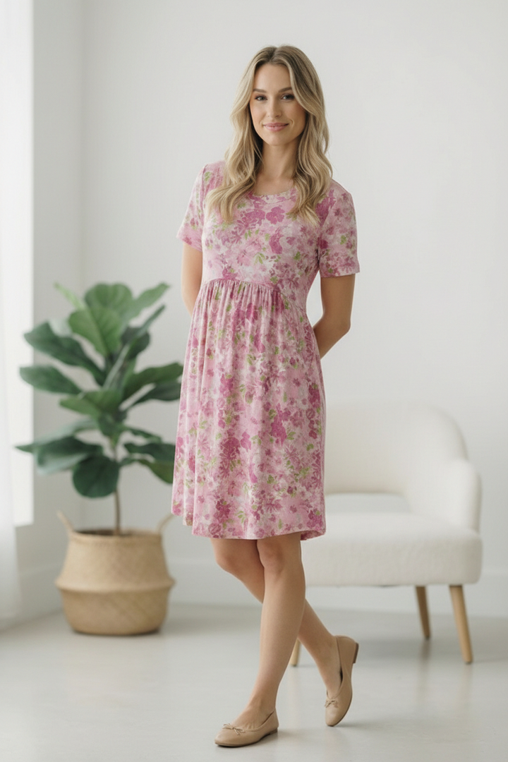 In the Sunshine Fuchsia Babydoll Dress    Joy & Country