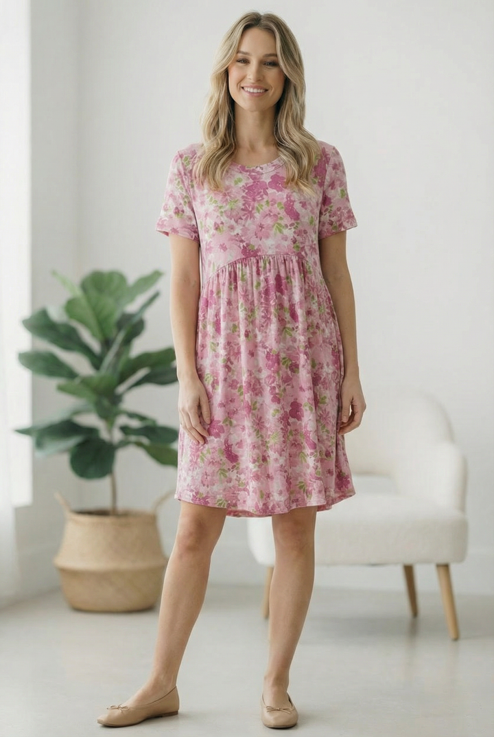 In the Sunshine Fuchsia Babydoll Dress    Joy & Country