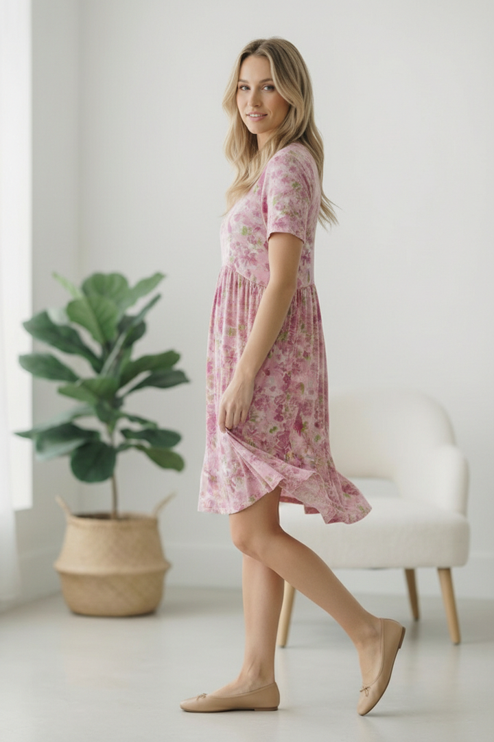 In the Sunshine Fuchsia Babydoll Dress    Joy & Country