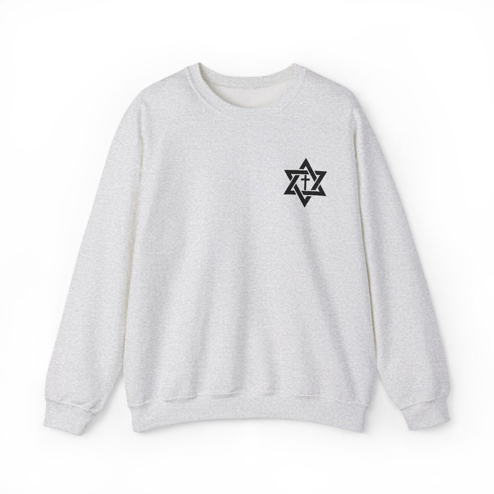 [Embroidered] Star of David With Cross - Unisex Crew-Neck Sweatshirt - Joy & Country