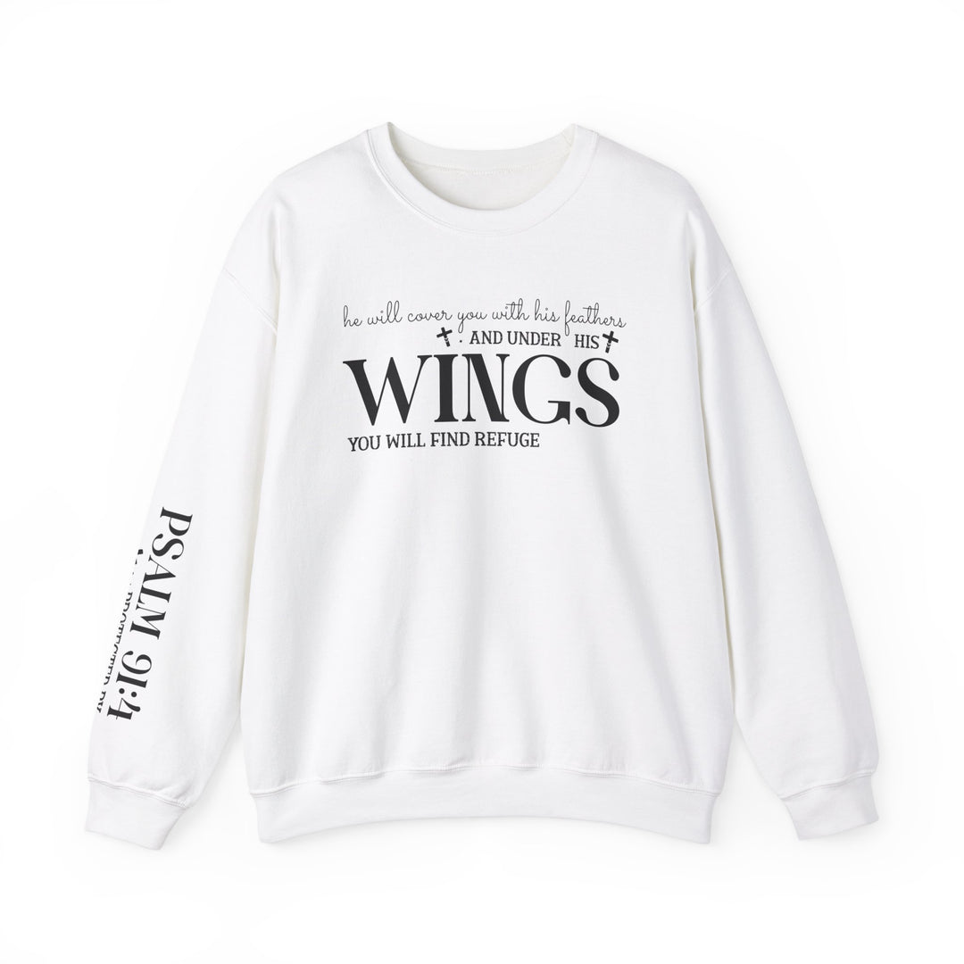 Under His Wings You Will Find Refuge Psalm 91 (Sleeve Print) - Unisex Crewneck Sweatshirt - Joy & Country
