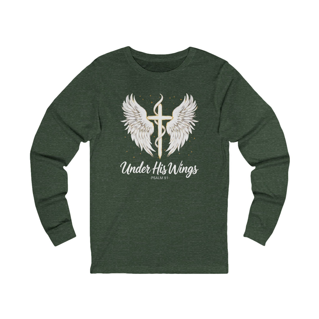Under His Wings - Psalm 91 With Cross - Unisex Long-Sleeve Tee   Long-sleeve Joy & Country