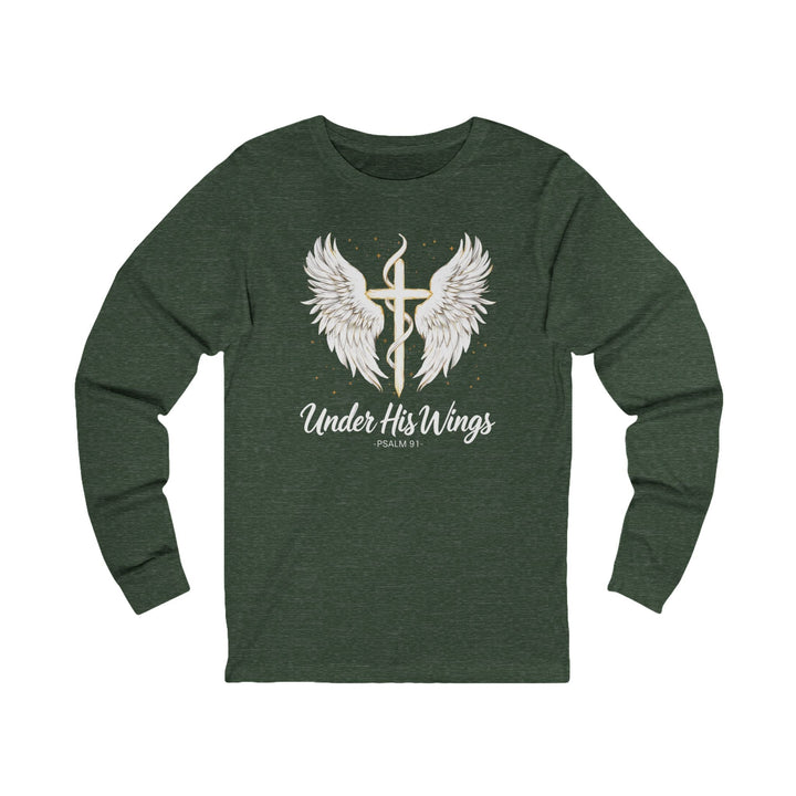 Under His Wings - Psalm 91 With Cross - Unisex Long-Sleeve Tee   Long-sleeve Joy & Country