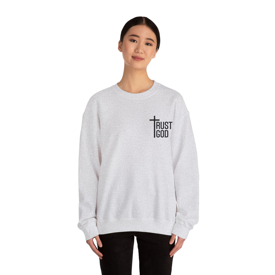 [Embroidered] Trust God Cross Design - Unisex Crew-Neck Sweatshirt   Sweatshirt Joy & Country