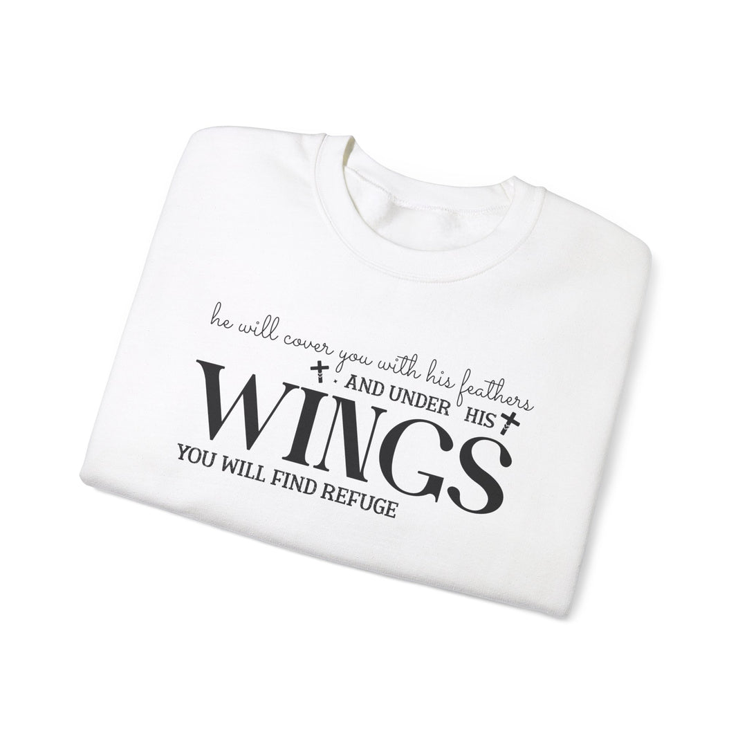 Under His Wings You Will Find Refuge Psalm 91 (Sleeve Print) - Unisex Crewneck Sweatshirt - Joy & Country