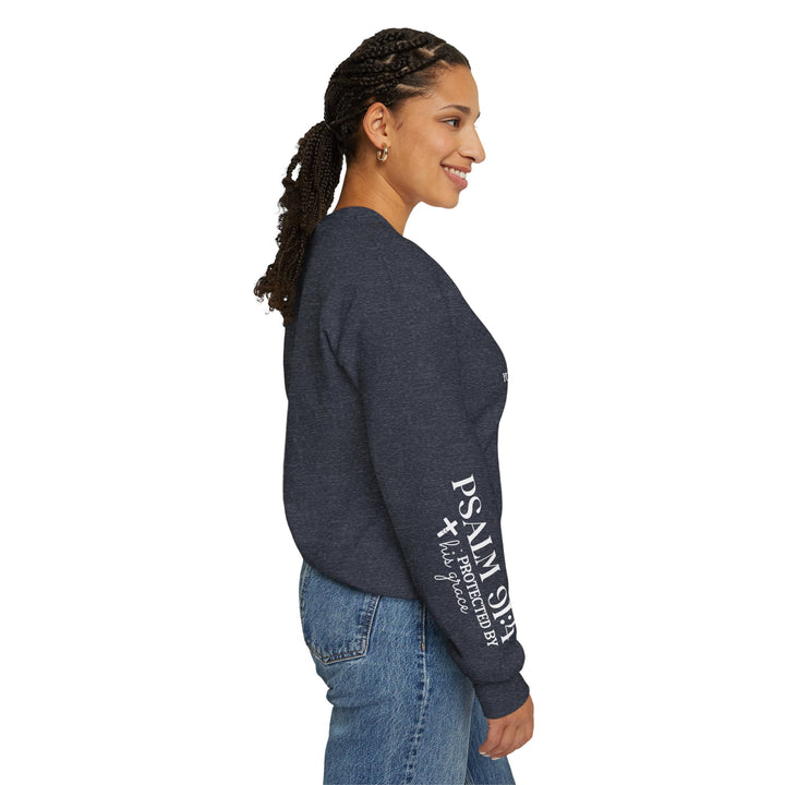 Under His Wings You Will Find Refuge Psalm 91 (Sleeve Print) - Unisex Crewneck Sweatshirt - Joy & Country