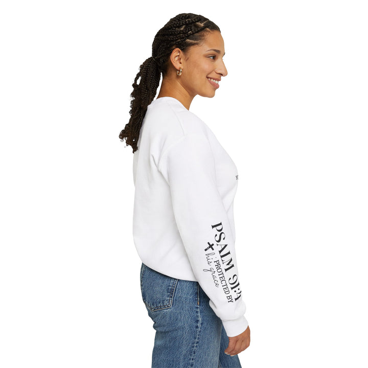 Under His Wings You Will Find Refuge Psalm 91 (Sleeve Print) - Unisex Crewneck Sweatshirt - Joy & Country