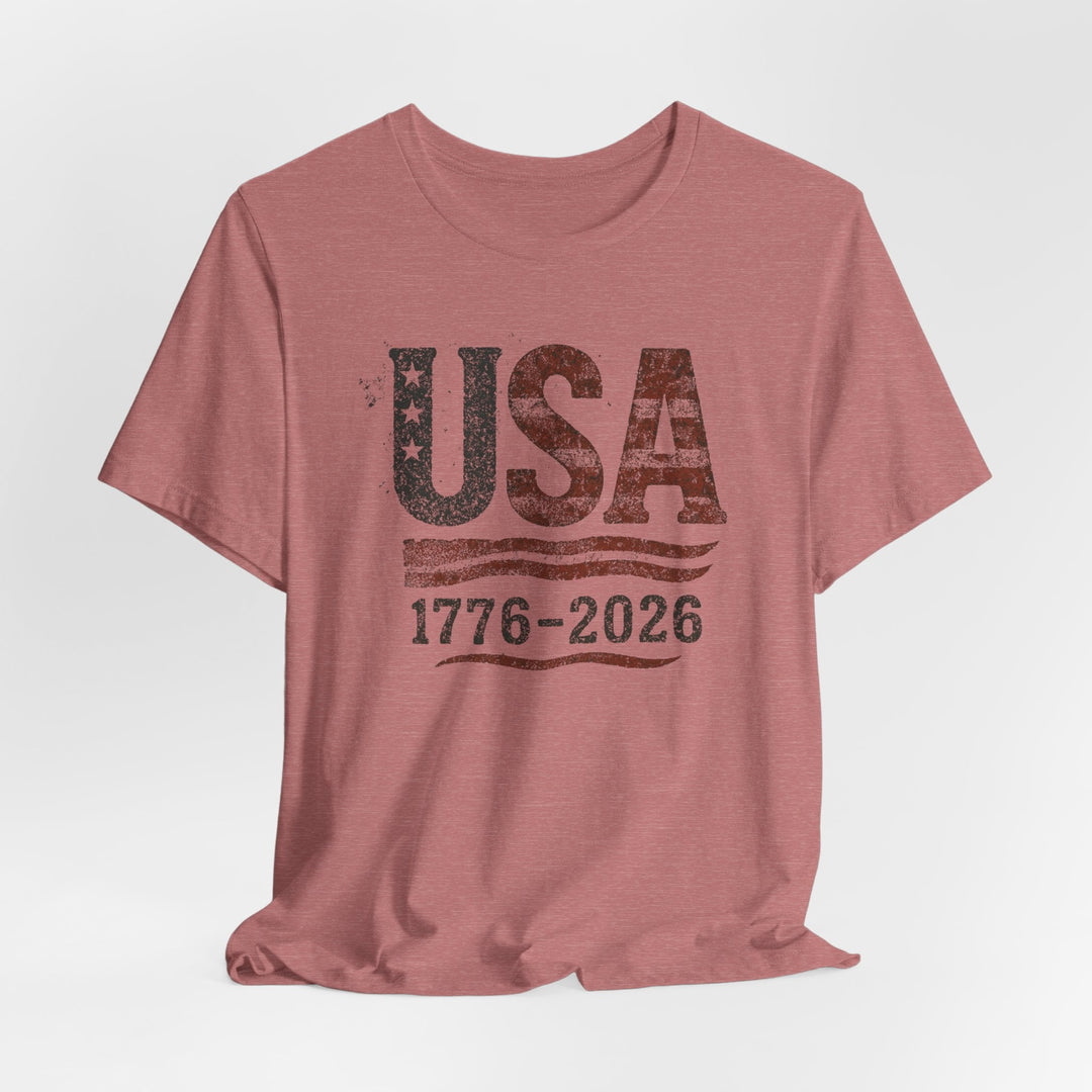 USA Flag 250th Anniversary Rugged 1776-2026 - Unisex Crew-Neck Tee   T-Shirt Joy & Country