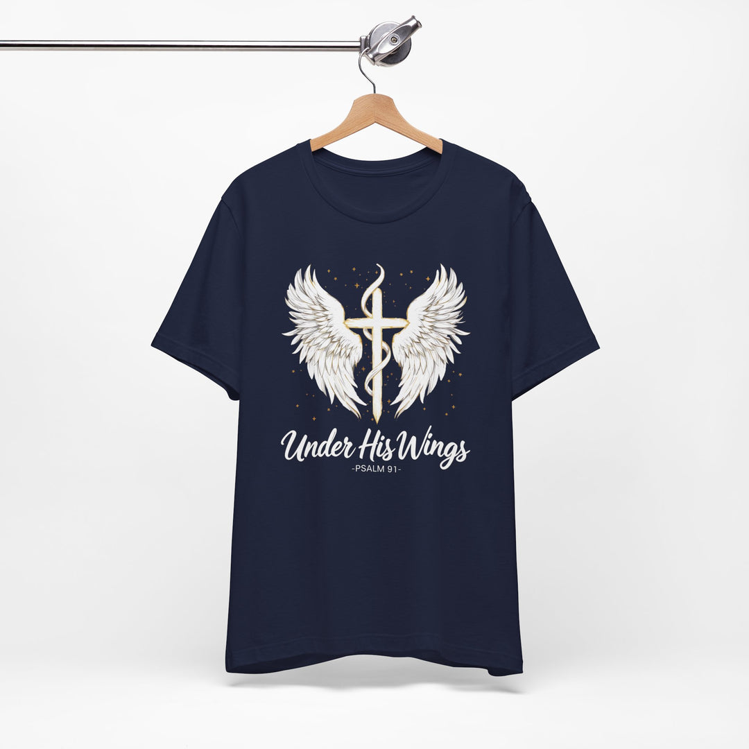 Under His Wings Psalm 91 With Cross - Unisex Crew-Neck Tee - Joy & Country