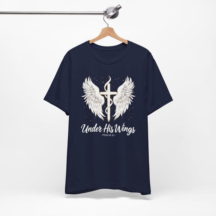 Under His Wings Psalm 91 With Cross - Unisex Crew-Neck Tee - Joy & Country