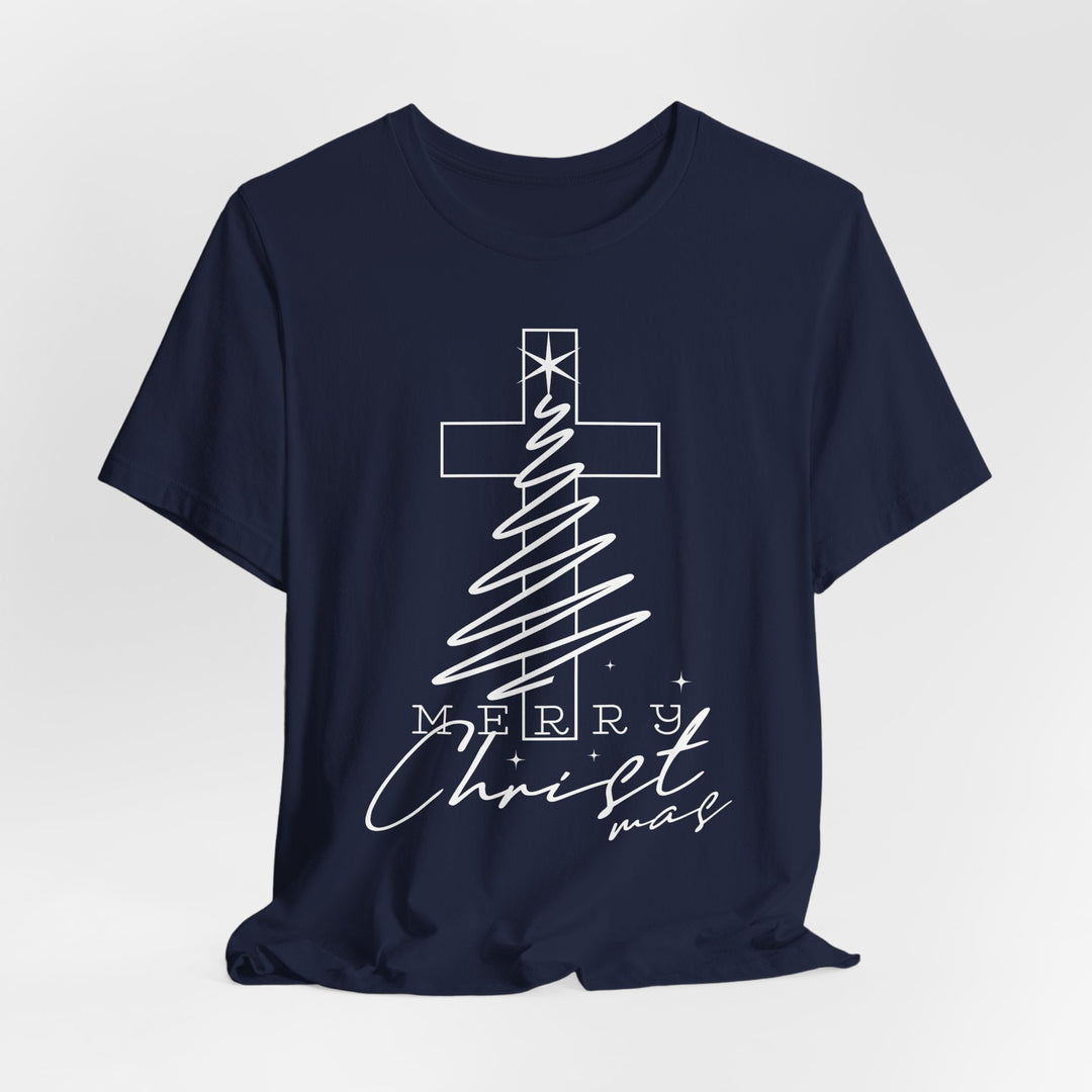 Merry Christ-mas With Cross - Unisex Crew-Neck Tee   T-Shirt Joy & Country