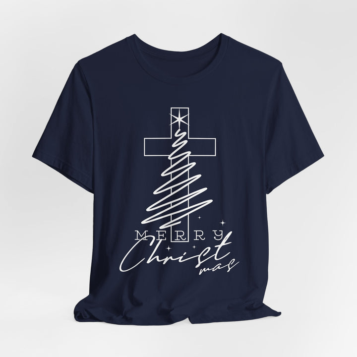 Merry Christ-mas With Cross - Unisex Crew-Neck Tee   T-Shirt Joy & Country