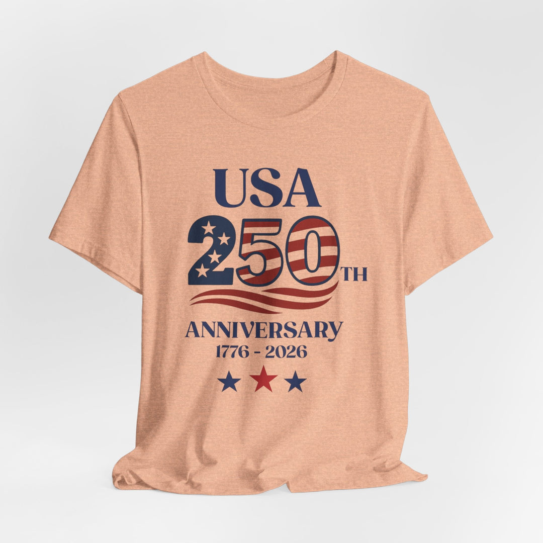 USA American Flag 250th Anniversary 1776-2026 - Unisex Crew-Neck Tee   T-Shirt Joy & Country