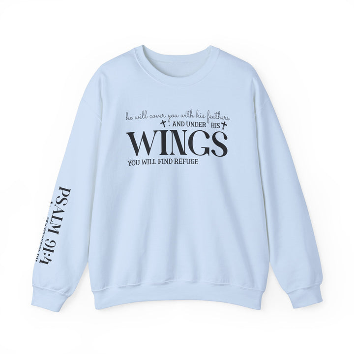 Under His Wings You Will Find Refuge Psalm 91 (Sleeve Print) - Unisex Crewneck Sweatshirt - Joy & Country