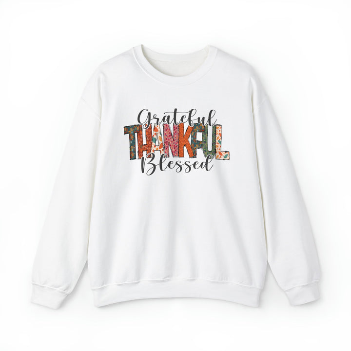 Grateful, Thankful, Blessed Patterns - Unisex Crew-Neck Sweatshirt   Sweatshirt Joy & Country