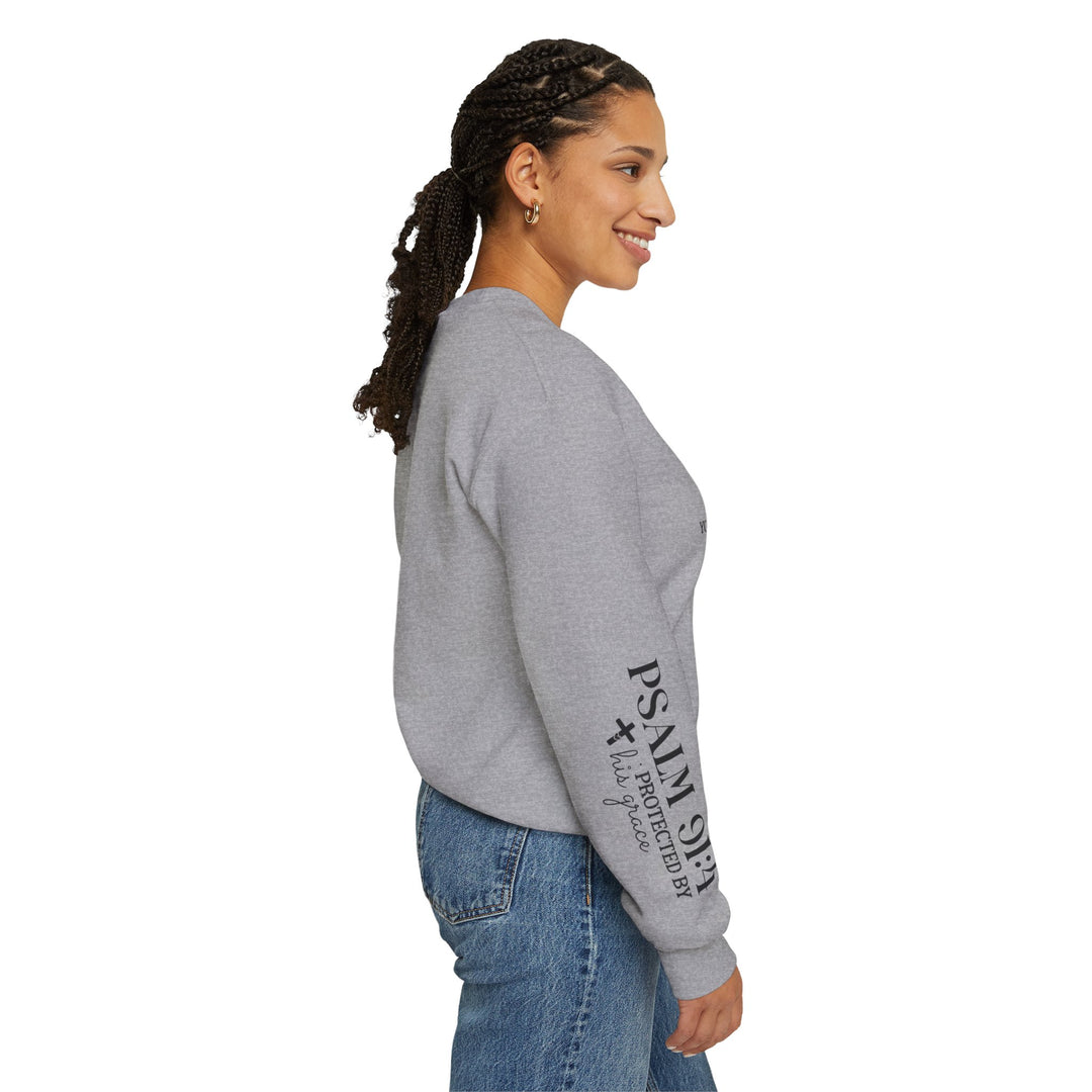 Under His Wings You Will Find Refuge Psalm 91 (Sleeve Print) - Unisex Crewneck Sweatshirt - Joy & Country